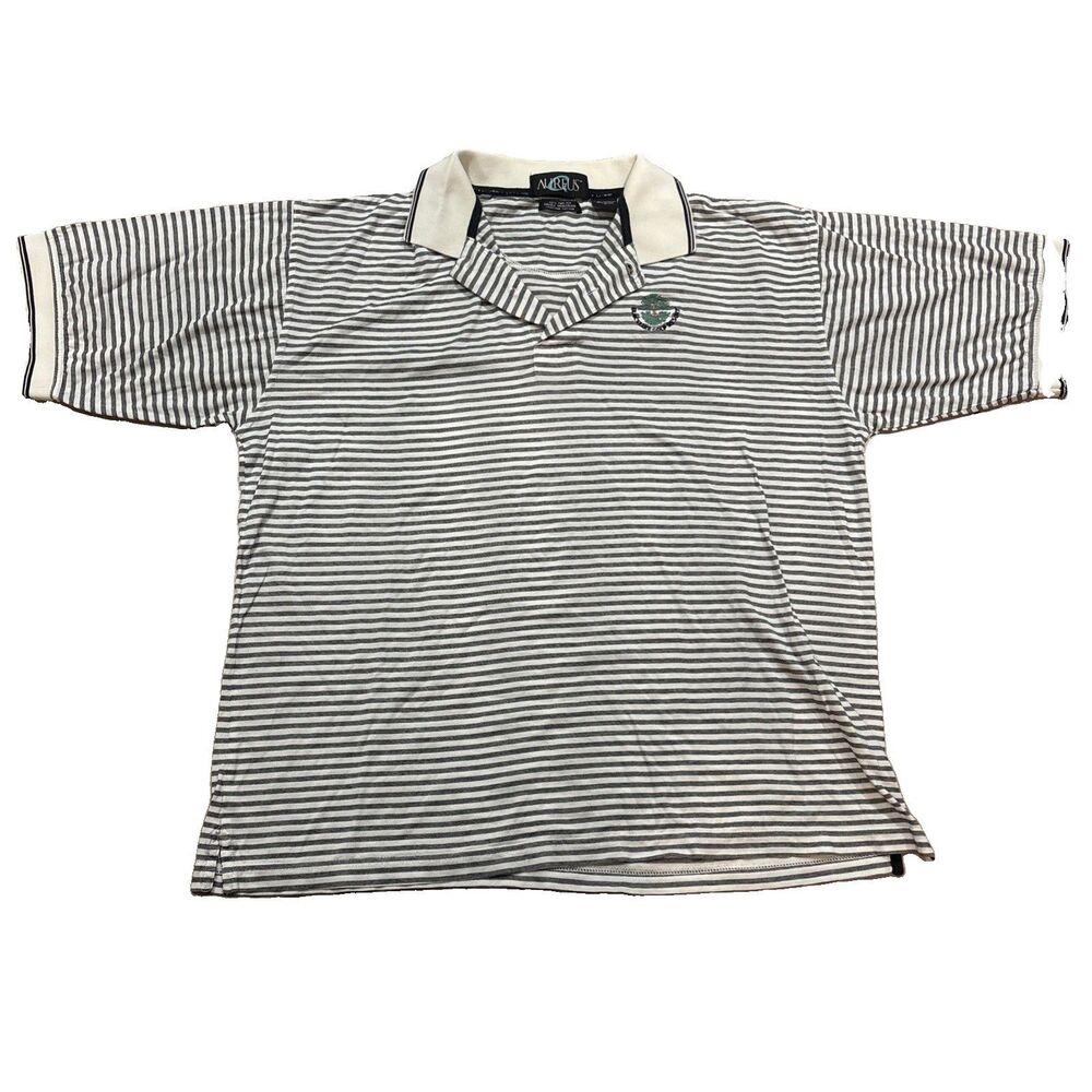 Vtg 90s Aureus Blacklake Golf Resort California Polo Men L Cotton Stripe Shirt